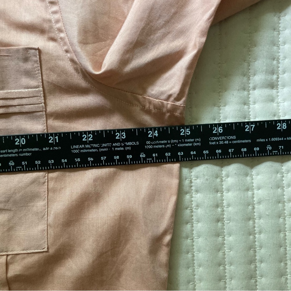 Dos Carolinas Guayabera Button Down Shirt Men’s Large Peach Cotton Short Sleeve - Picture 8 of 11